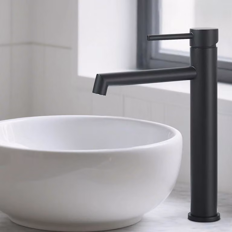 Miscelatore monocomando per lavabo, acciaio inossidabile nero opaco, altezza del beccuccio 200 mm