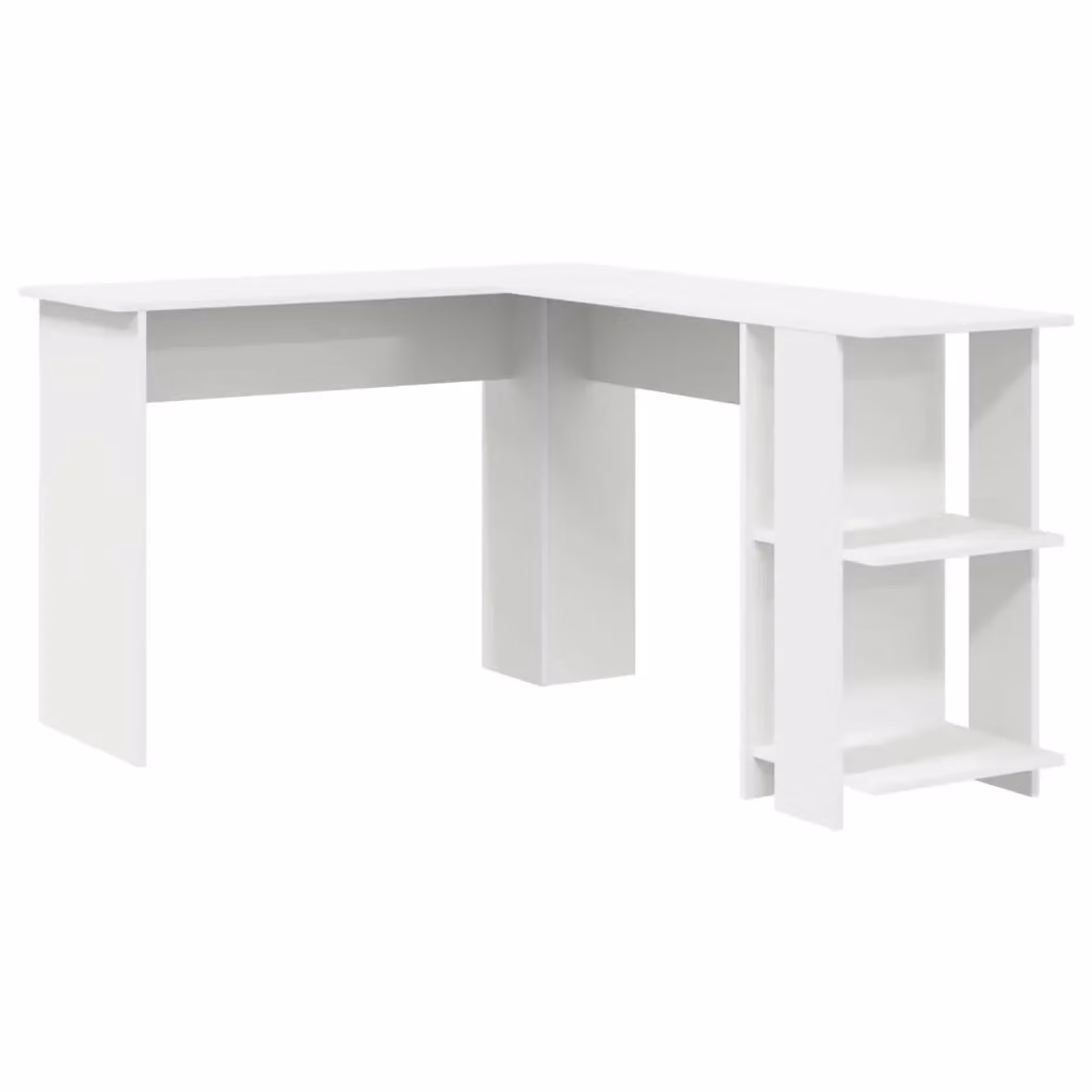 Scrivania ad angolo moderna vidaXL in MDF bianco opaco L: 140 cm, P: 113,5 cm, H: 75 cm – 2