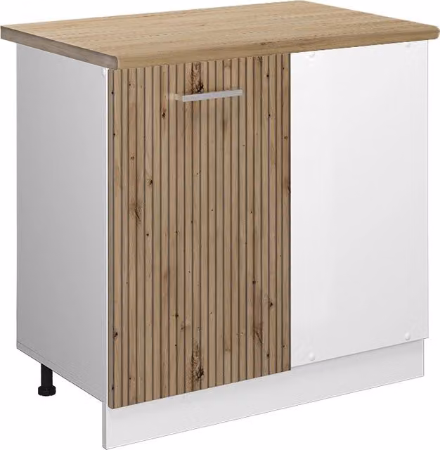 Mobile ad angolo cucina R-Line Rovere artigianale/Bianco 86 cm, PL Rovere Vicco