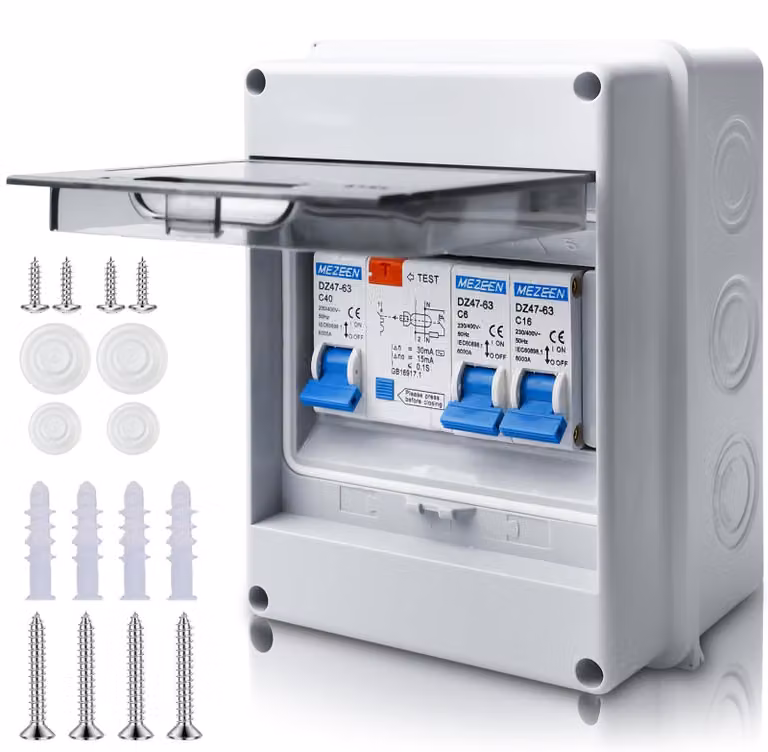 Quadro elettrico da parete, grado di protezione IP65, interruttore differenziale da 40A, 5 moduli