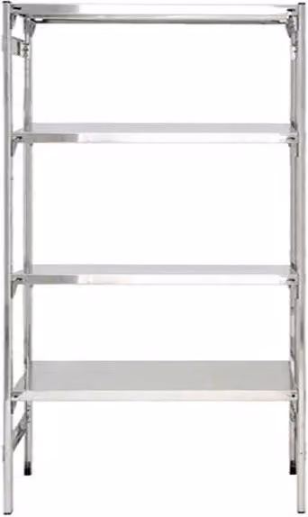 Scaffalatura in acciaio inox color argento per alimenti con piani annidabili CASTELLANI SHOP L: 100 cm, P: 40 cm, H: 200 cm