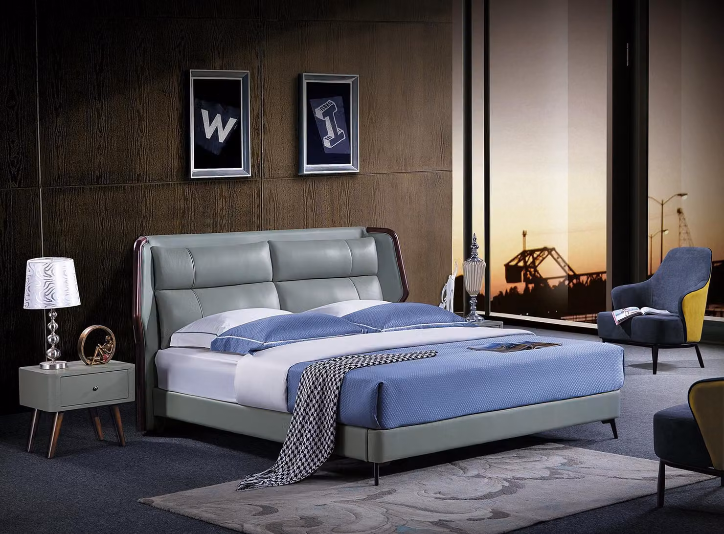 Bett Polster Design Luxus Doppel Hotel Betten Schlaf Zimmer Holz 180x200cm