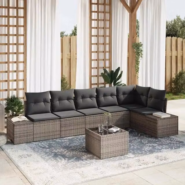Set Divano da Giardino Grigio chiaro polyrattan 3355758