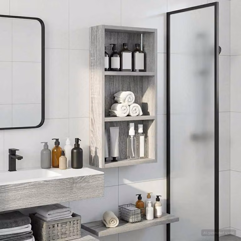 Armadio da bagno a muro vidaXL moderno in MDF grigio, L 30 cm x P 10 cm x H 60,5 cm