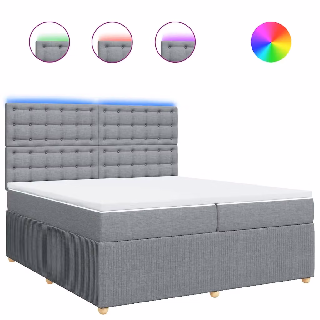Letto Ibrido con Base a Sollevamento e Materasso a Molle Insacchettate vidaXL, Grigio e Bianco, L/P: 200 x 200 cm – 2