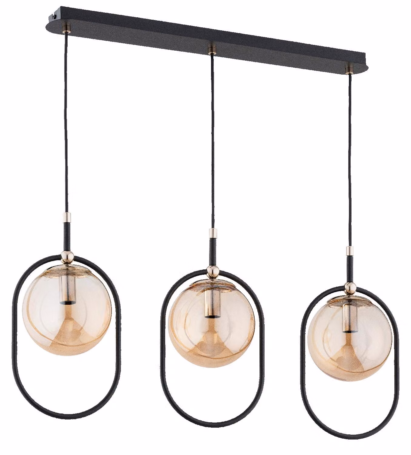 Lampada a sospensione AMARO nero-ambra 3xE14x10W in metallo, dimensioni: 90x78x18 cm, IP20, Alfa