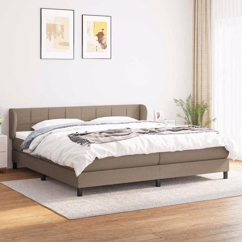 vidaXL Letto Ibrido con Materasso in Tessuto Beige e Bianco, L/P: 200 x 200 cm – 1