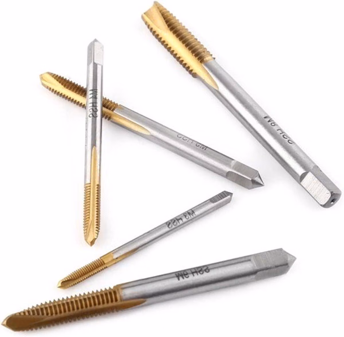 Set di utensili per il taglio di fili, compatibile con filettature M3, M4, M5, M6 e M8 - Set da 5 pezzi per tagliare e riparare filettature, con sistema di bloccaggio frontale