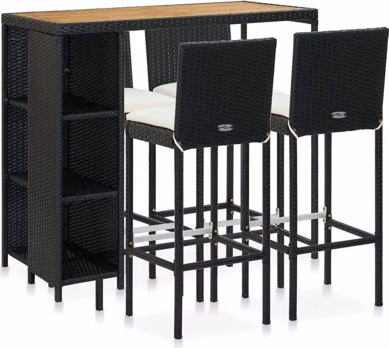 Maison Exclusive - Set da giardino da 5 pezzi con cuscini in polyrattan nero