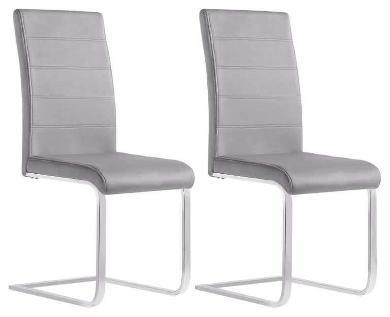 Sedie da pranzo - Sedie da pranzo ergonomiche - Set da 2 - Imbottite - Struttura a slitta - Schienale alto - Struttura in metallo - Velluto grigio scuro