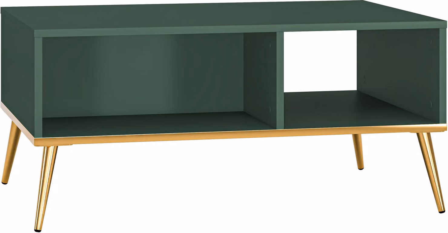 FURNLUX Tavolino Fort Verde e Oro 90cm / Colore principale: Verde / Dimensioni: 90 x 42 x 60 cm