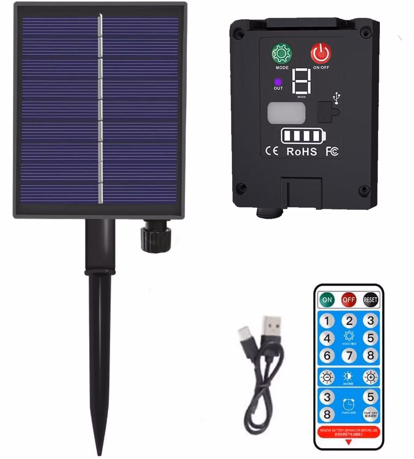 Pannello solare per luci a catena, da 1200 mAh con batteria integrata