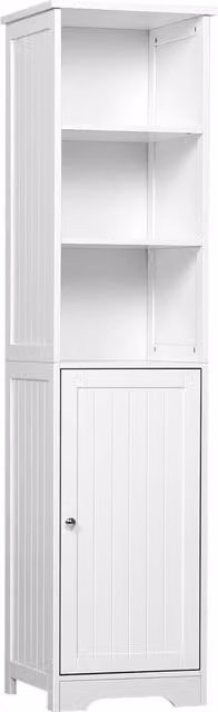 Armadio da bagno a colonna Minimal con 5 ripiani e anta regolabile, bianco, L: 40 cm, P: 38 cm, H: 160 cm