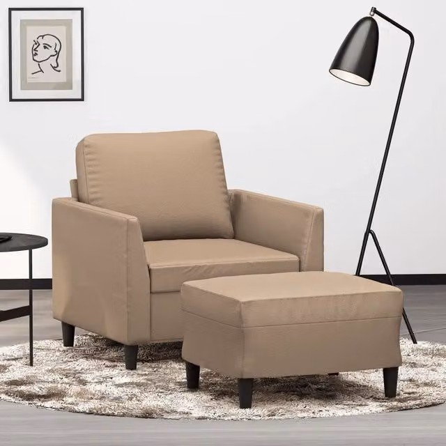 Poltrona relax con poggiapiedi vidaXL in similpelle beige per soggiorno