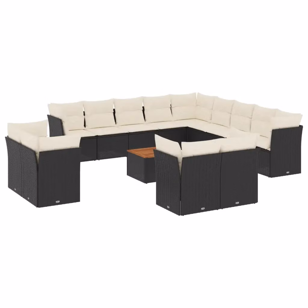 Set di divani da giardino a forma di U VIDAXL in polyrattan nero con cuscini inclusi – 2