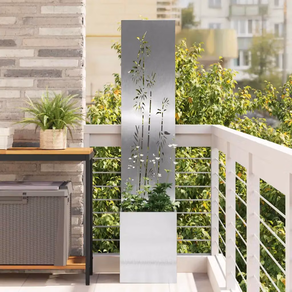 vidaXL Paravento per privacy in giardino in acciaio inossidabile Argento L/P/H: 32 x 32 x 150 cm