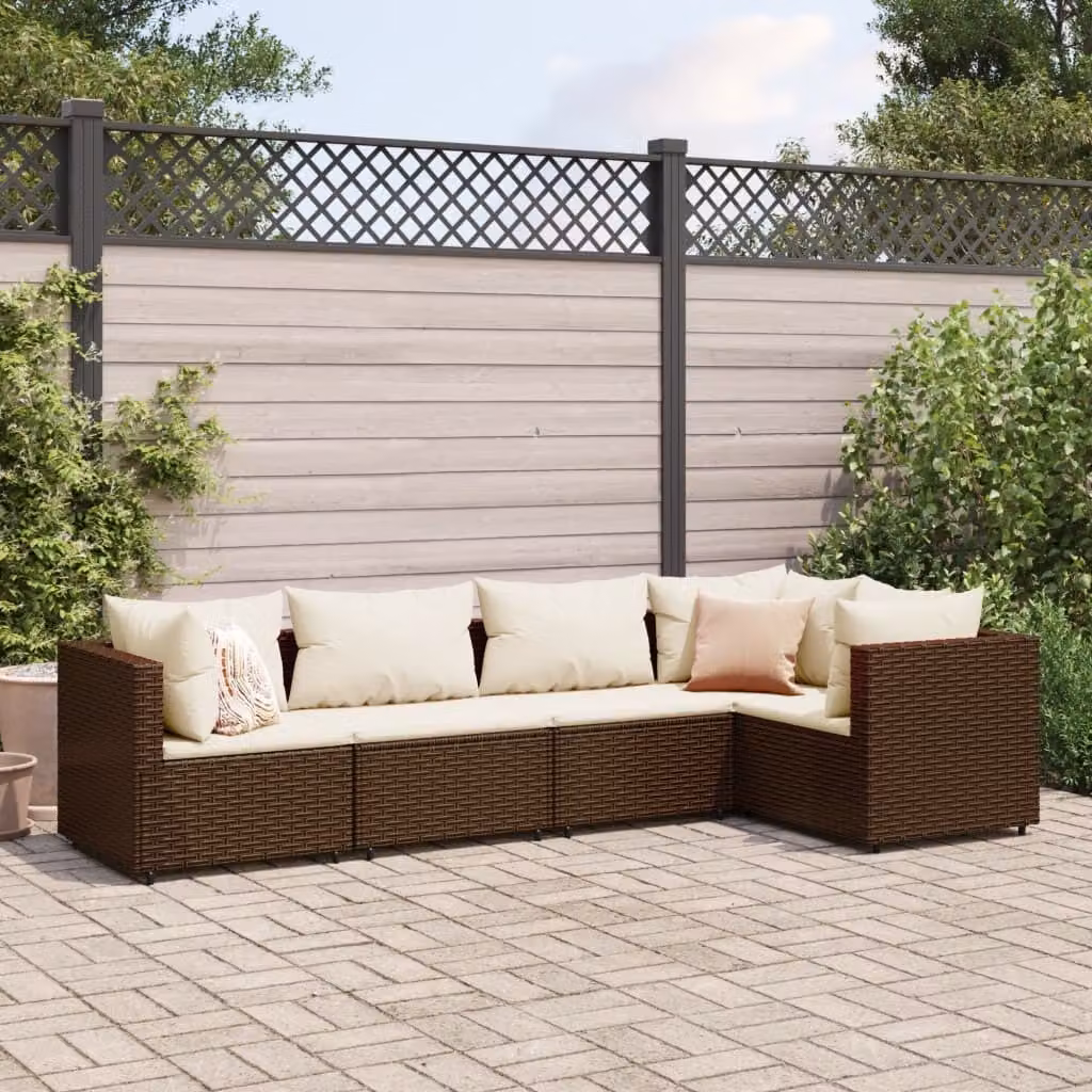 Maison Exclusive - Set da giardino 5 pezzi con cuscini Marrone Polyrattan