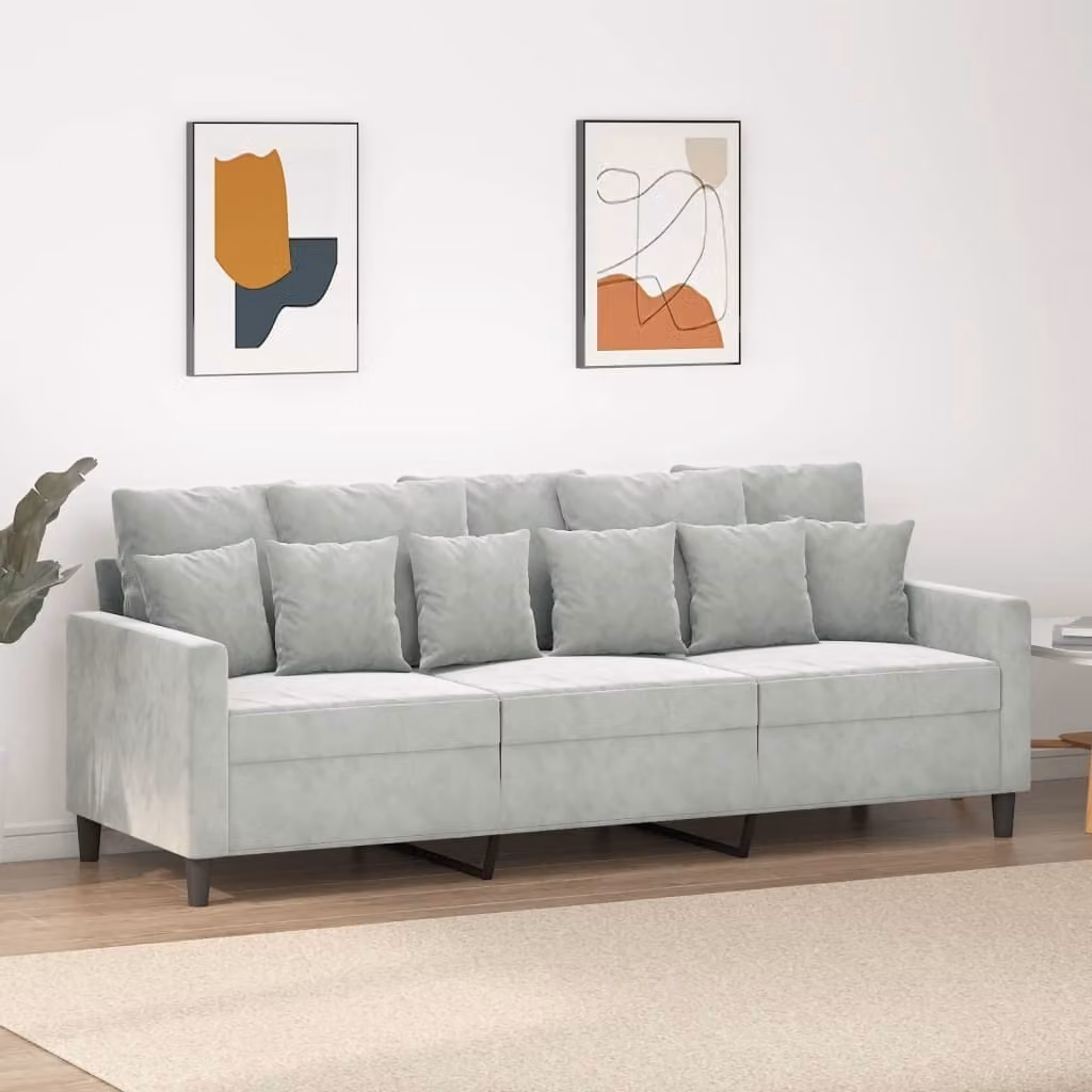 Maison Exclusive - Divano a 3 posti grigio chiaro 180 cm velluto