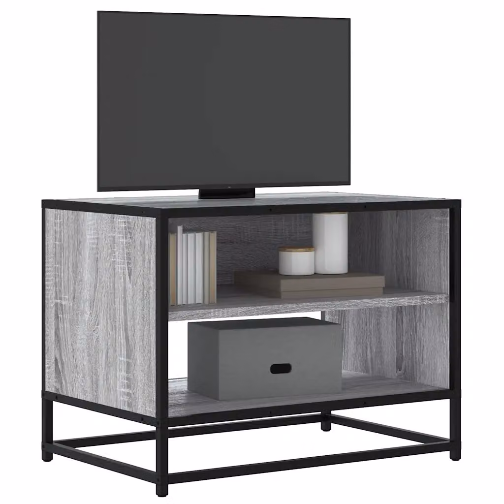 Mobile TV vidaXL in stile industriale grigio, realizzata in legno e metallo, L 61 x P 40 x H 46 cm