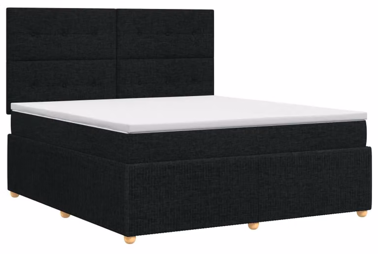 Letto a molle con materasso nero 180 x 200 cm in tessuto