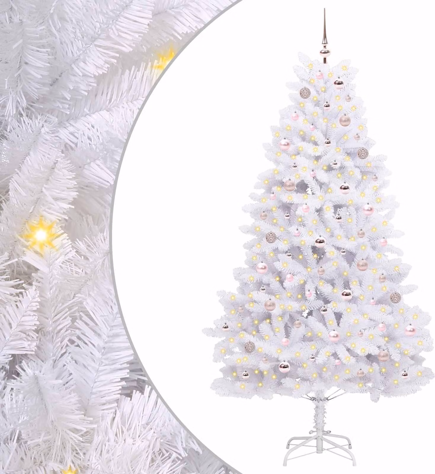 Albero di Natale Artificiale con Rami Pieghevoli Bianco 210 cm