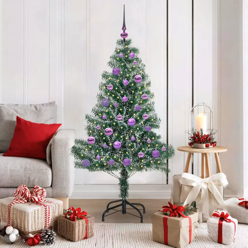 Albero di Natale Artificiale Imbiancato con Luci LED Warm White vidaXL, Altezza: 150 cm