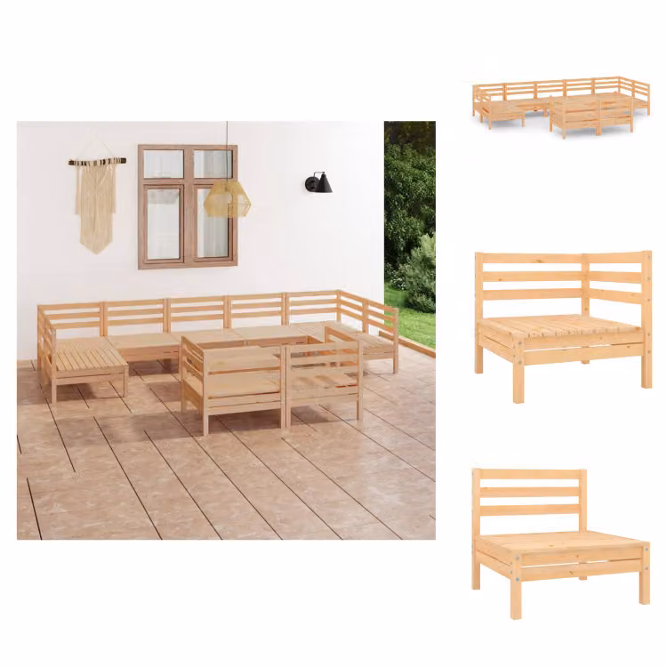 vidaXL Set da salotto da giardino 10 pezzi in pino massiccio - Set di mobili da giardino