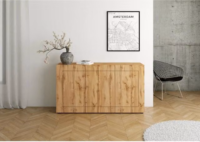 Madia moderna 3 ante 150x40x83,5 cm Elios - Quercia Natura