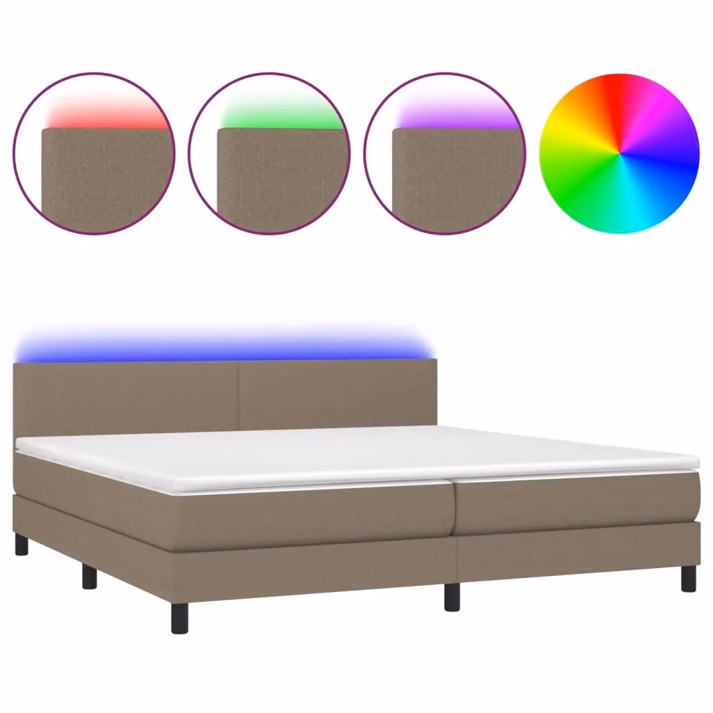 Letto a molle con materasso e illuminazione LED vidaXL in tessuto tortora L/P: 200 x 200 cm – 2