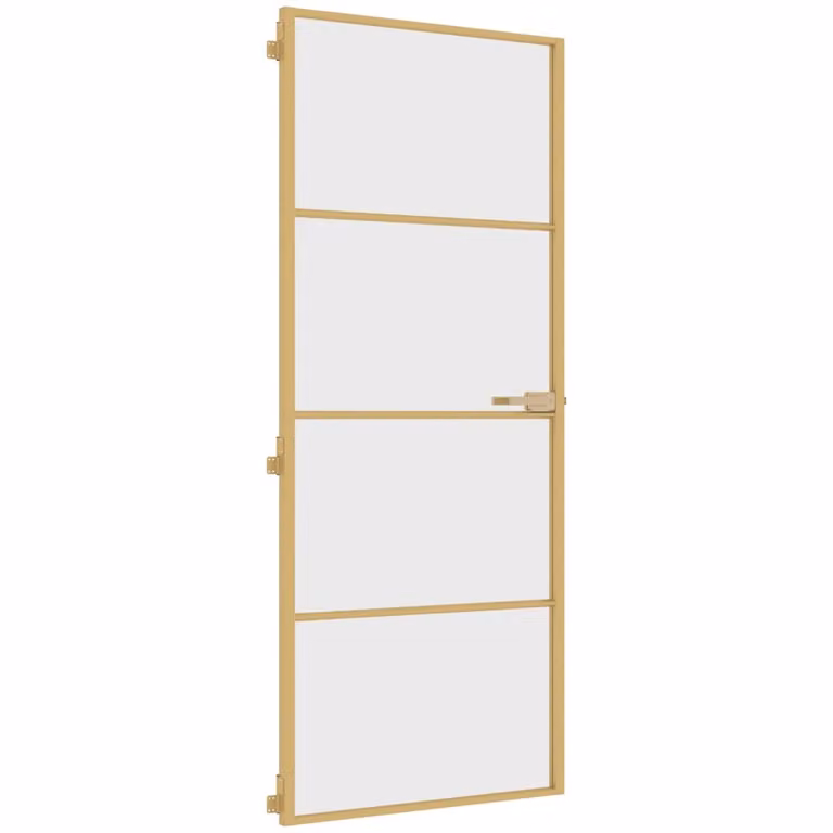 Porta Interni Sottile Oro 83x201,5cm Vetro Temperato Alluminio