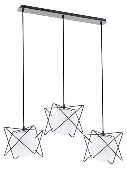 Lampada a sospensione SAGITO TRACK nera-cromata 3xE14x10W in metallo, dimensioni: 90x85x20 cm, IP20, Alfa