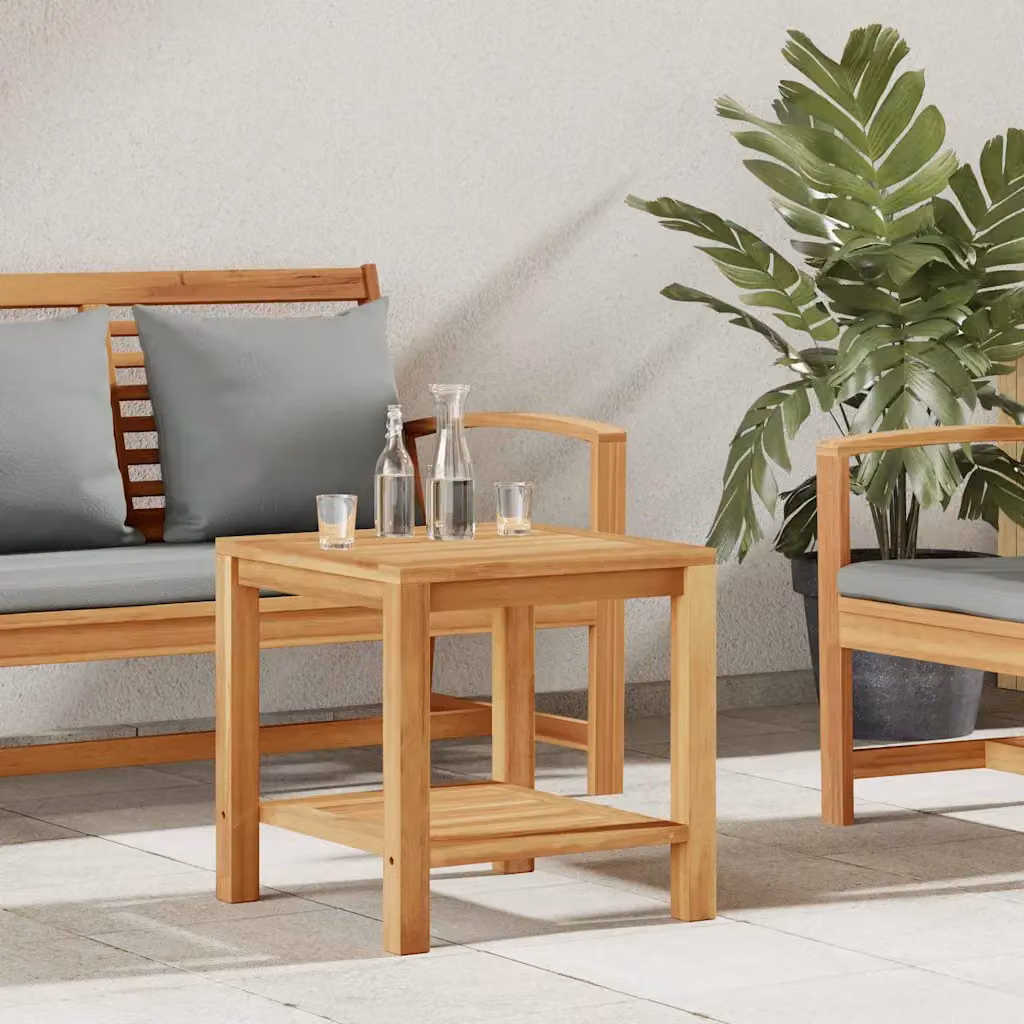 vidaXL Tavolino da giardino quadrato in legno di teak marrone L/P/H: 45 x 45 x 45 cm