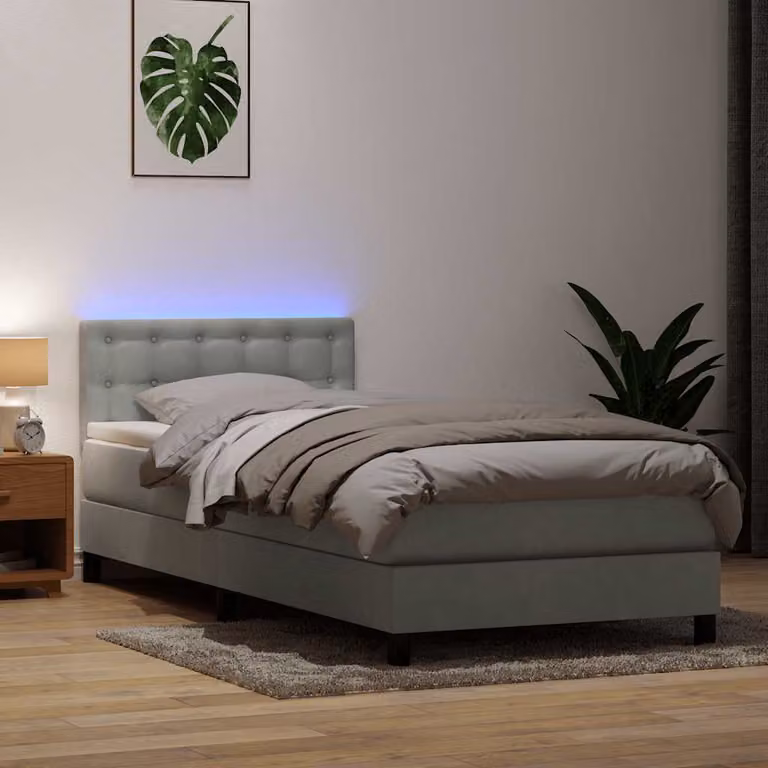 Maison Exclusive - Letto a Molle con Materasso e LED Grigio Chiaro 90x220 cm Velluto