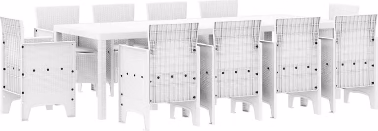 Set da Pranzo per Giardino 11 pcs Bianco Polipropilene