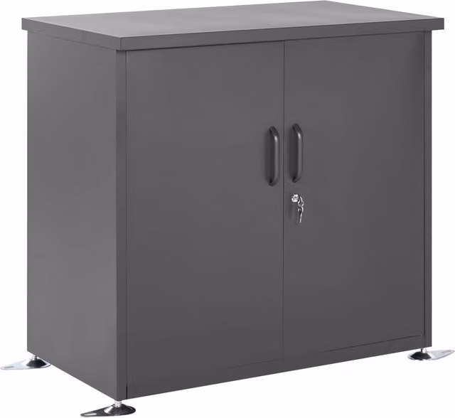 Armadio da Giardino Beliani in Metallo Grigio con Serratura e Ripiani Interni, Stile Industriale, L: 93 cm, P: 53 cm, H: 88 cm – 1