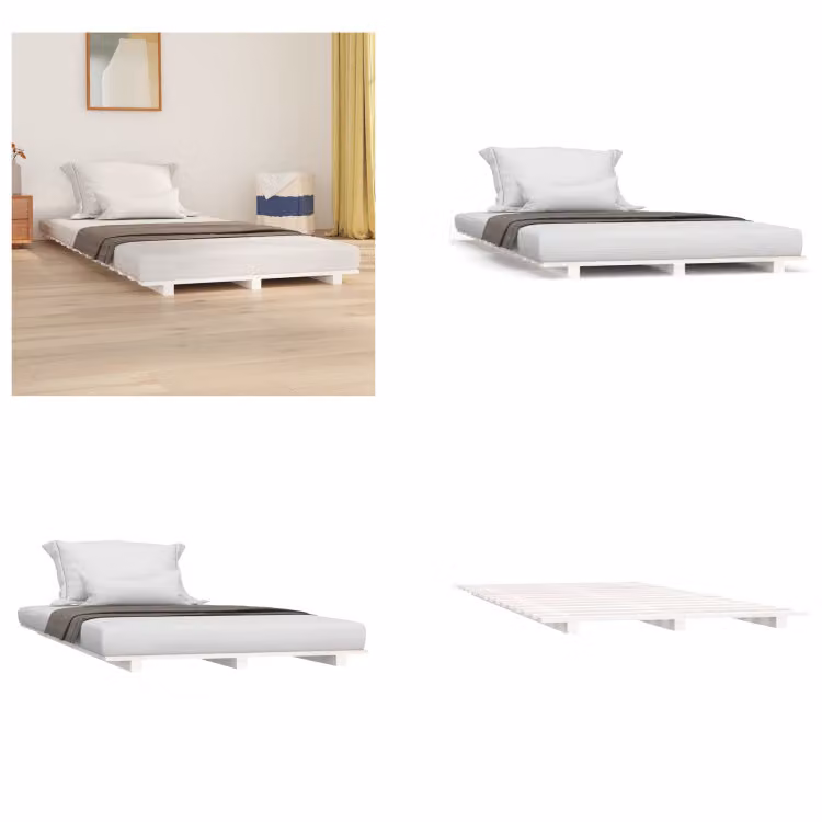 vidaXL Letto in legno massiccio bianco 100x200 cm pino - struttura letto - letto - letto camera da letto