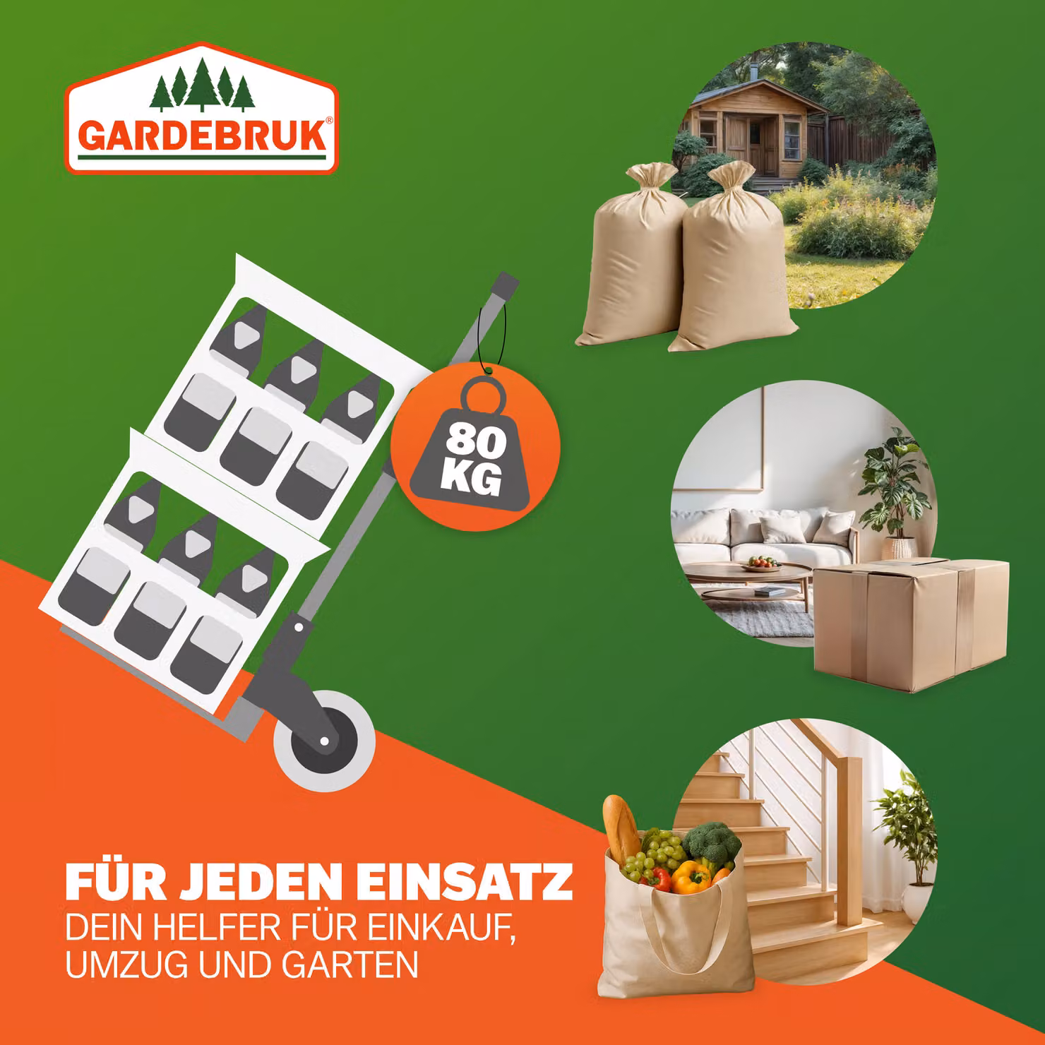 Carrello per sacchi Gardebruk regolabile in altezza in alluminio argento e nero con portata 80 kg – 2