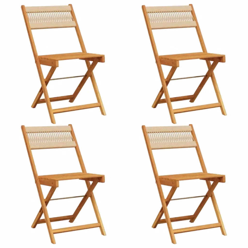 Set di 4 sedie pieghevoli da giardino vidaXL in legno di acacia oliato beige con braccioli – 2
