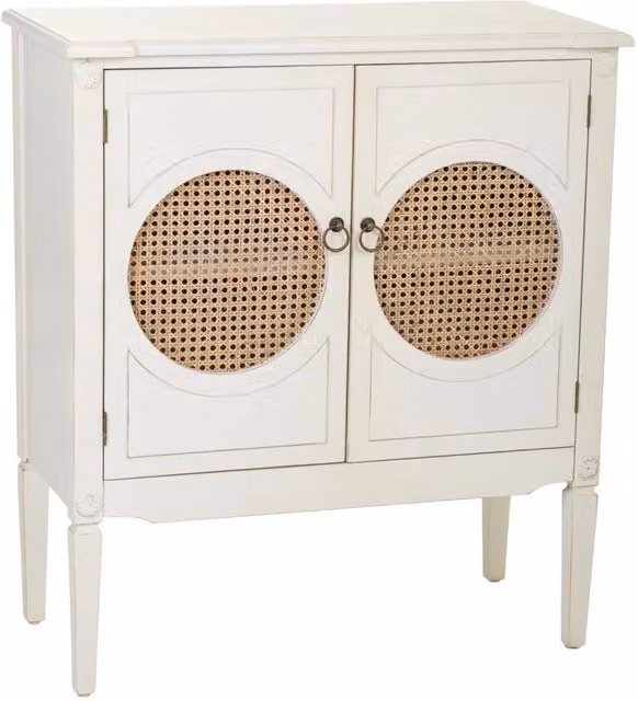 Mobile da ingresso in legno con griglie bianche 80x38x90h