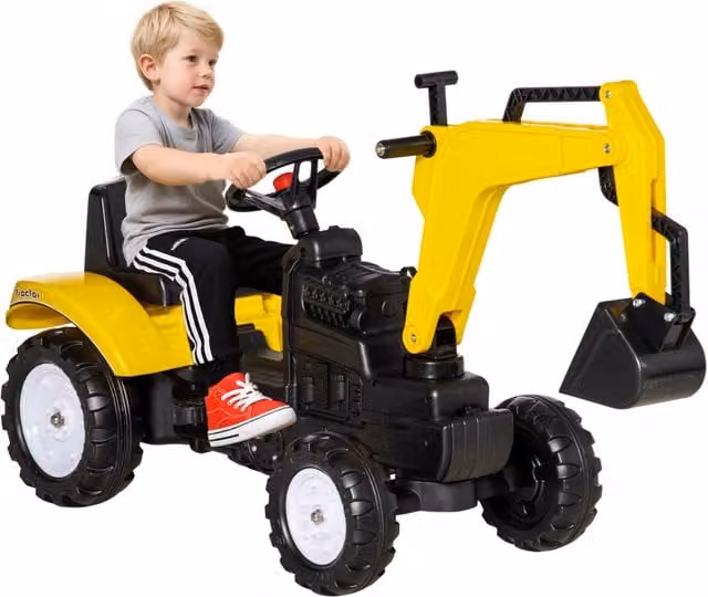 Ruspa Giocattolo a Pedali per Bambini 3-6 Anni con 6 Ruote in Acciaio e Plastica, Giallo, L: 107 cm, P: 42 cm, H: 71 cm – 1