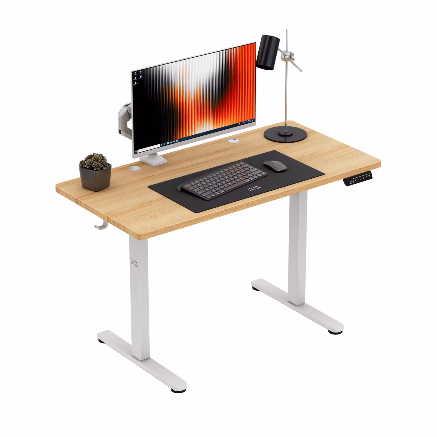 Scrivania elettrica Mark Adler Leader 6.9 Craft - altezza regolabile 72-118 cm, ErgoHub Flex, look legno 120×60 cm, motore silenzioso, gestione dei cavi,