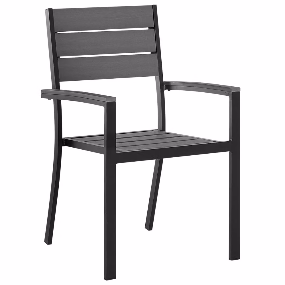 Set di 4 sedie da giardino impilabili BELIANI in plastica grigia con struttura in alluminio verniciato a polvere e braccioli – 2