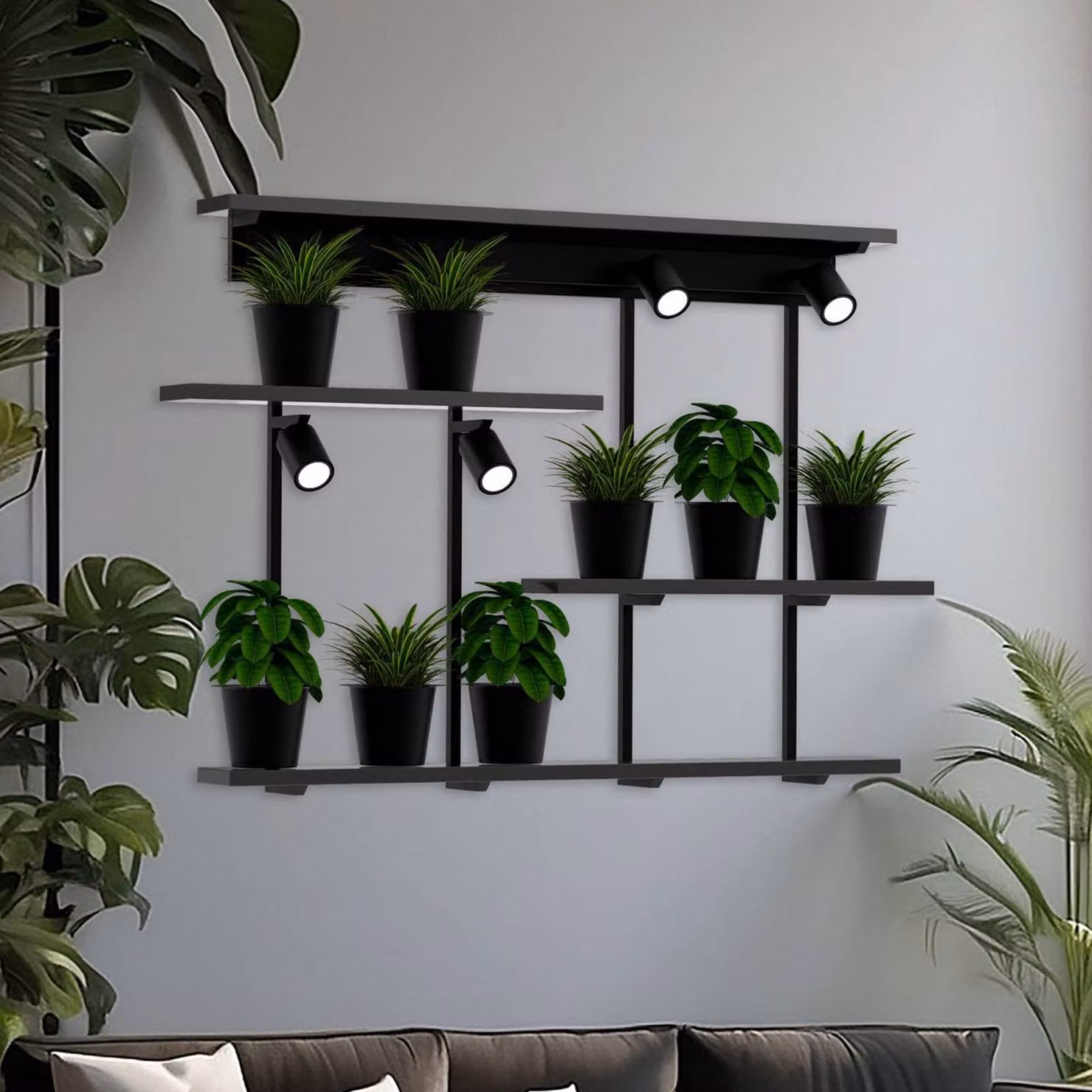 Applique Shelf Luminex, dimmerabile, Nero, Soggiorno / Sala da pranzo, Legno, Moderno, Applique