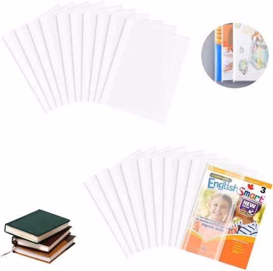 Custodie per libri - 20 pezzi - Copertine trasparenti per libri - Formato A4: 32x21 cm - Copertine trasparenti - Pellicola protettiva per libri - Riutilizzabili - Impermeabili - Ideali per casa, ufficio e scuola - Rilegatura trasparente