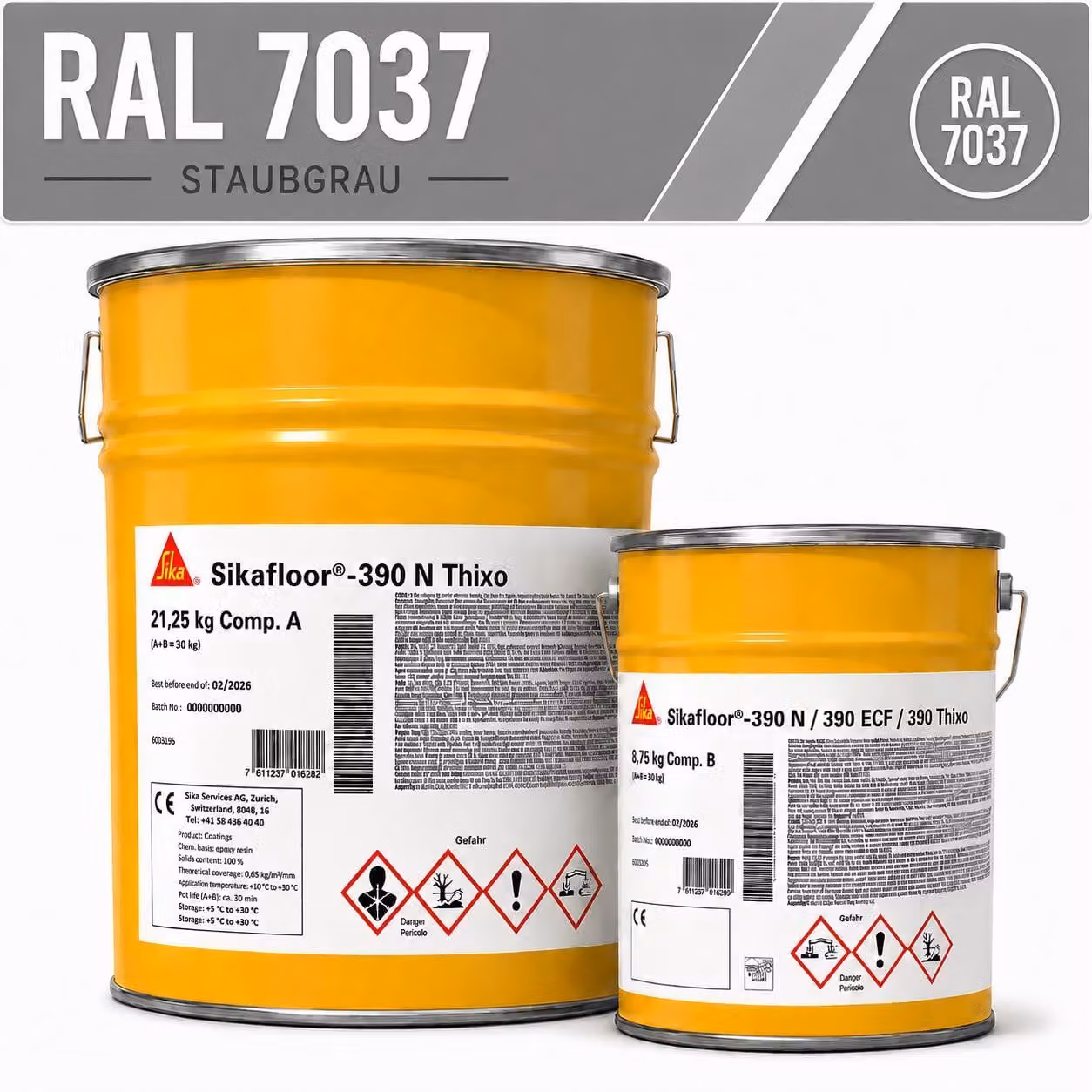 Sikafloor-390 N Thixo 2K RAL7037 25kg Epoxidharz-Dünnbeschichtung