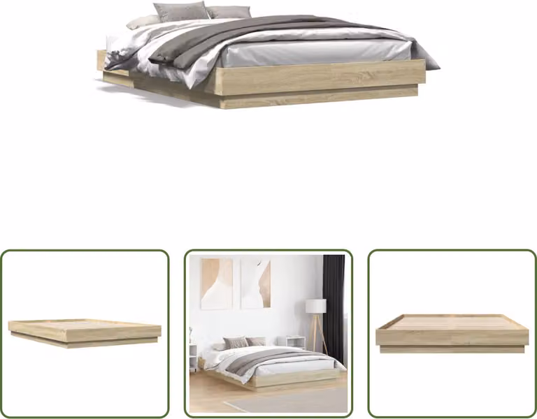 The Living Store Struttura per letto in rovere Sonoma 140x200 cm Materiale in legno
