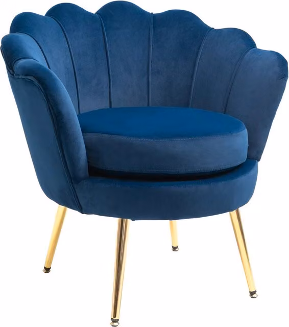 Poltrona Imbottita in Velluto Blu con Braccioli GIORDANOSHOP L/P/H: 76 x 67 x 74 cm – 1
