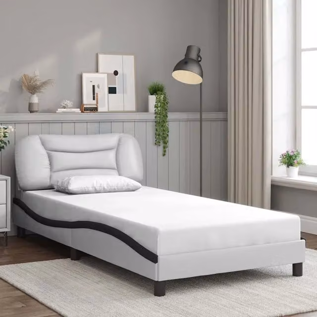 Giroletto senza materasso Hvar vidaXL in similpelle nero e bianco L: 100 cm, P: 200 cm – 1