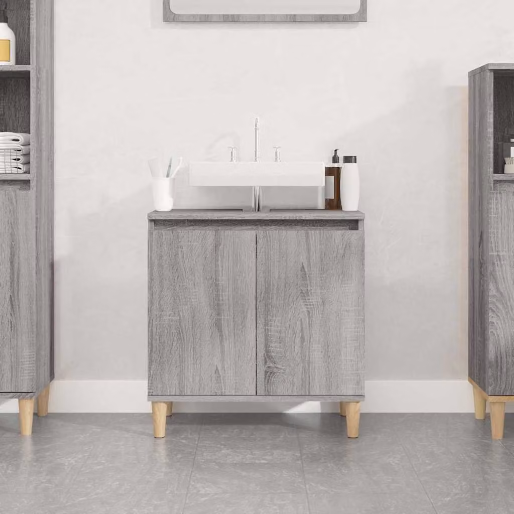 Mobile Lavabo vidaXL Grigio Sonoma in Legno Multistrato L: 58 cm, P: 33 cm, H: 60 cm