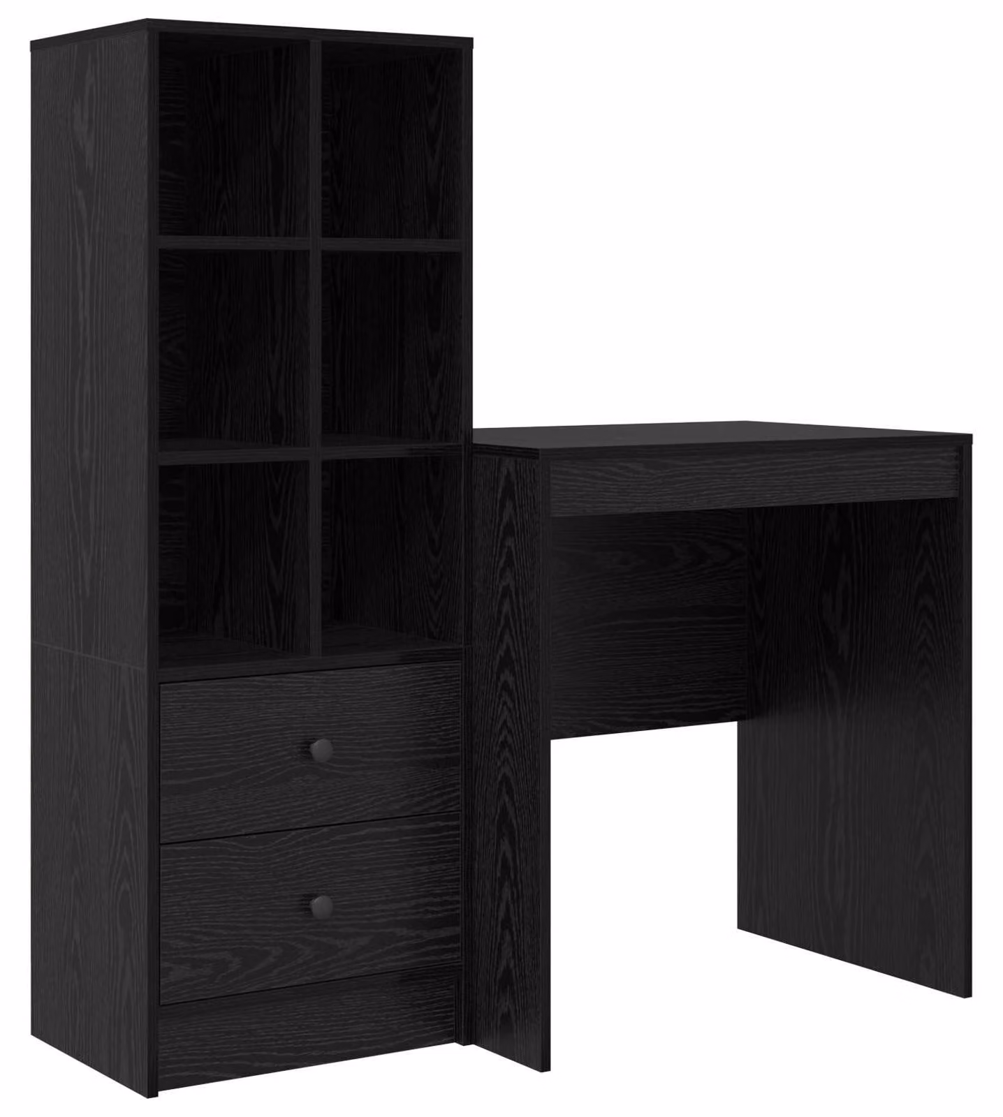 Scrivania con cassetto con lo scaffale 2 pcs Rovere Nero